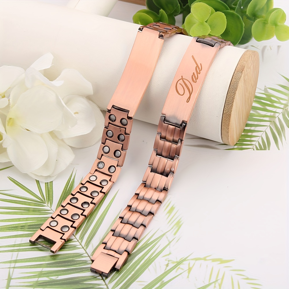 Magnetic Bracelet for Men, Engraved 'Dad', Gift Box